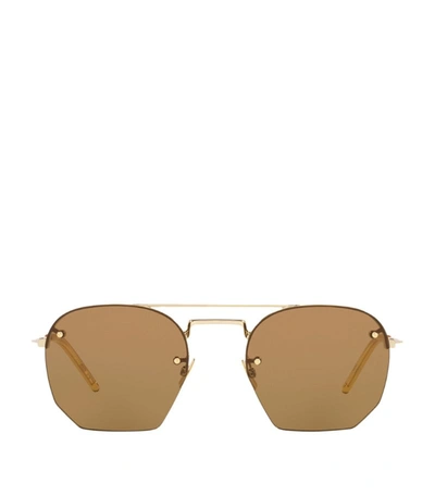 Saint Laurent Round Sunglasses In Gold