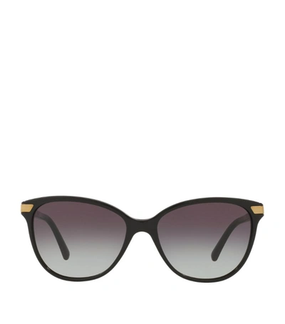 Burberry Icon Stripe Cat Eye Sunglasses In Black