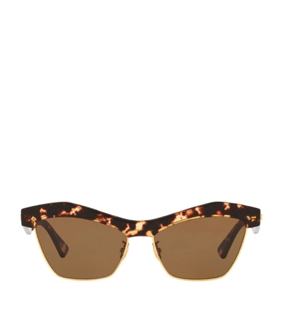 Bottega Veneta Half-frame Sunglasses In Brown