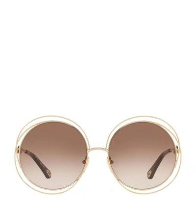 Chloé Round Carlina Sunglasses In Gold
