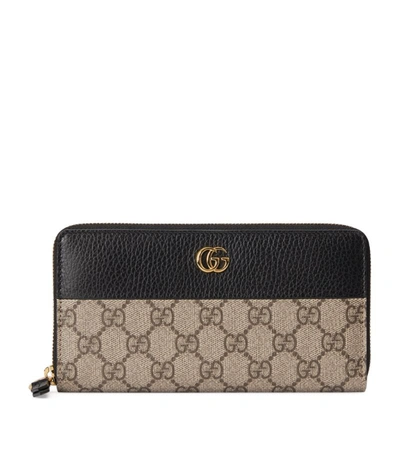 Gucci Canvas Gg Marmont Zip-up Wallet In Neutrals