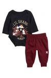 Hurley Babies' Lil' Shark Bodysuit & Joggers Set In Black