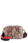 CLARE V MIDI SAC CROC PRINT LEATHER CROSSBODY BAG