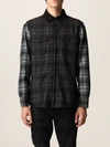Woolrich Alaskan Melton Wool Black Grey Red Overshirt In Multicolor