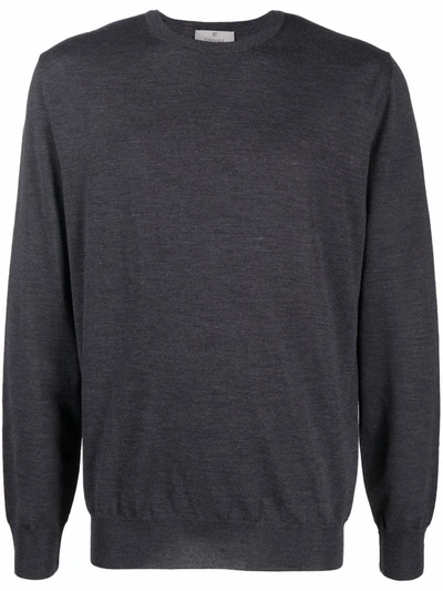 Canali Crew Neck Merino Sweatshirt In Grau