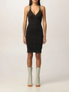 Off-white V-neck Midi Dresses In Black
