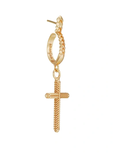 Emanuele Bicocchi 24k Gold-plated Cross Drop Earring