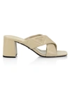 Prada Quilted Lambskin Crisscross Slide Sandals In Deserto