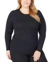 Cuddl Duds Plus Size Softwear With Stretch Long-sleeve Top In Black