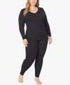 CUDDL DUDS PLUS SIZE SOFTWEAR WITH STRETCH LONG SLEEVE V-NECK TOP