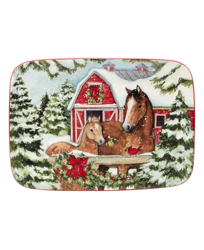Certified International Homestead Christmas Rectangular Platter Small In Multi