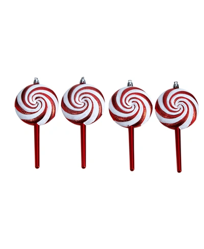 Nearly Natural Candy Cane Lollipop 4 Piece Holiday Deluxe Christmas Shatterproof Ornament Set, 7' In Assorted