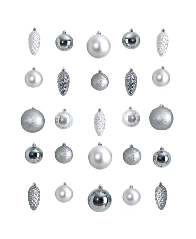 Nearly Natural Holiday Christmas 23 Piece Lux Shatterproof Ornament Set In Silver-tone