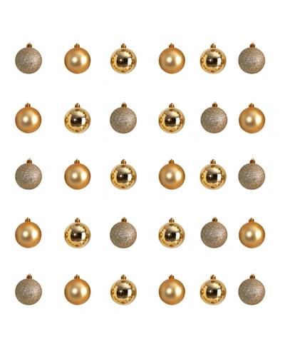 Nearly Natural Holiday Christmas 30 Piece Shatterproof Ornament Set, 2.5" In Gold-tone