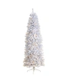 NEARLY NATURAL SLIM ARTIFICIAL CHRISTMAS TREE WITH 300 WARM LED LIGHTS AND 955 BENDABLE BRANCHES, 7'