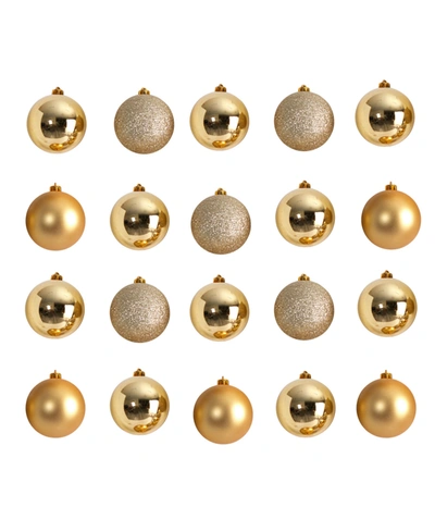 Nearly Natural Holiday Christmas 20 Piece Shatterproof Ornament Set, 3" In Gold-tone
