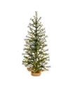 Nearly Natural Artificial Christmas Tree With 50 Clear Led Lights Set In A Burlap Base, 3' In Green