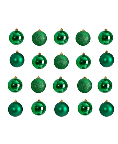 Nearly Natural Holiday Christmas 20 Piece Shatterproof Ornament Set, 3" In Green
