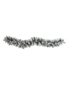 Nearly Natural Flocked Artificial Christmas Garland With Pine Cones And 35 Warm Led Lights, 6' In Green