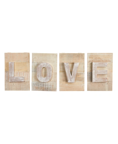Nearly Natural Rustic Farmhouse Love Wall Art Decor, 15" X 40" In Brown