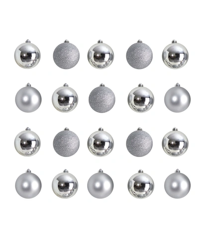 Nearly Natural Holiday Christmas 20 Piece Shatterproof Ornament Set, 3" In Silver-tone