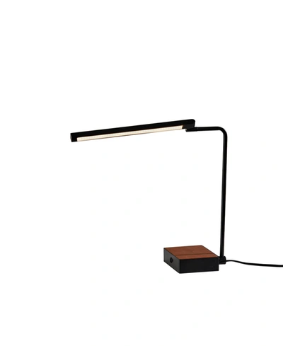 Adesso Charge Wireless Charging Desk Lamp In Black Camel Brown Leather