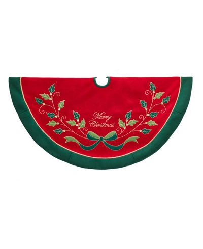 Kurt Adler 48-inch Red And Green With Holly Tree Skirt