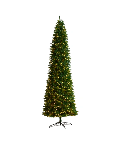 Nearly Natural Slim Mountain Pine Artificial Christmas Tree With 950 Clear Led Lights And 2836 Bendable Branches, 1 In Green