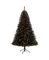 Nearly Natural Artificial Christmas Tree With 500 Clear Led Lights And 1428 Tips, 7' In Black