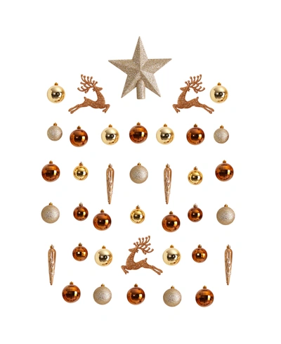 Nearly Natural Holiday Christmas 40 Piece Lux Shatterproof Ornament Set In Gold-tone