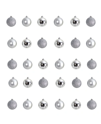 Nearly Natural Holiday Christmas 30 Piece Shatterproof Ornament Set, 2.5" In Silver-tone