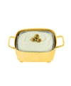 Classic Touch Small Square Beaded Candy, Dip Bowl And Spoon In Gold - Tone