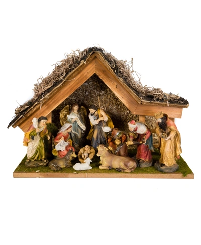 Kurt Adler 12-inch Nativity Set With Stable And 10 Figures