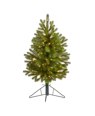 Nearly Natural Cambridge Spruce Flat Back Artificial Christmas Tree With 50 Warm Multifunction Led Lights And 113 B In Green