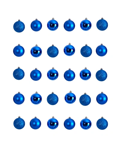 Nearly Natural Holiday Christmas 30 Piece Shatterproof Ornament Set, 2.5" In Blue