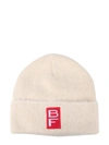 By Far Logo-patch Brushed-effect Beanie In Beige