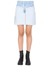 Helmut Lang Inside Out Denim Mini Skirt In Azzurro