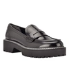Calvin Klein Suzie 2 Womens Patent Lug Sole Penny Loafers In Black Faux Leather