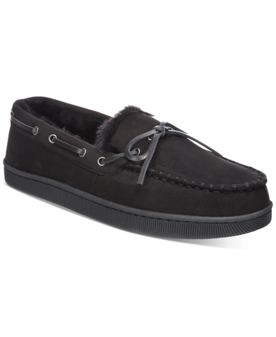 Club Room Men's Moccasin Slippers, Created For Macy's In Black