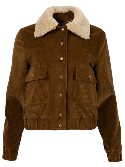 Adam Lippes Shearling-trimmed Cotton-blend Corduroy Jacket In Chocolate