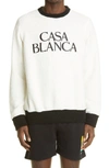 CASABLANCA EMBROIDERED LOGO COLORBLOCK REVERSED FRENCH TERRY SWEATSHIRT,MF21-JTP-033