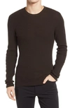 Billy Reid Mini Waffle Crewneck T-shirt In Dark Brown