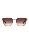 Rag & Bone 52mm Polarized Square Sunglasses In Violet / Brown Gradient