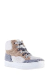 Nina Kids' Anwen Faux Shearling Sneaker In Tan Metallic Sherpa