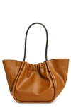 Proenza Schouler L Ruched Leather Tote In Pumpkin Spice