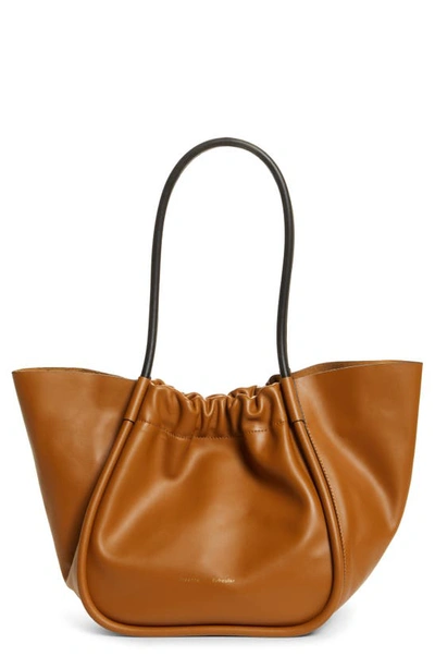 Proenza Schouler L Ruched Leather Tote In Pumpkin Spice