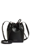 Mansur Gavriel Mini Leather Bucket Bag In Black/ Flamma
