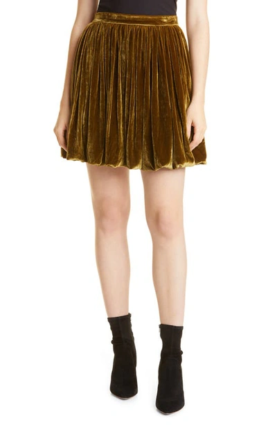 Rebecca Taylor Velvet Mini Skirt In Military