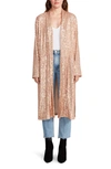 Bb Dakota By Steve Madden Show Stopper Sequin Duster Jacket In Rose Gold