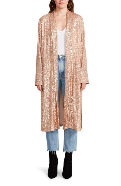 Bb Dakota By Steve Madden Show Stopper Sequin Duster Jacket In Rose Gold